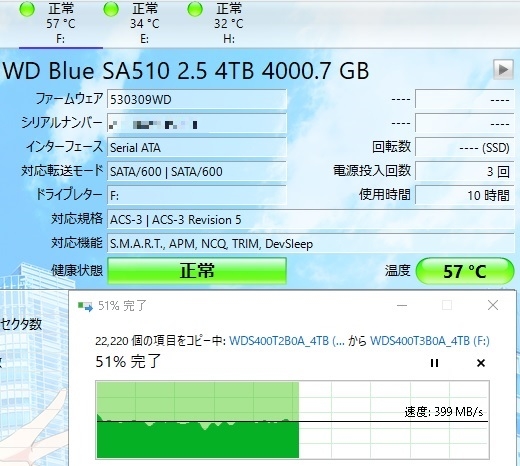 WD Blue SA510 SATA SSD 4TBなWDS100T3B0Aを購入しました9c